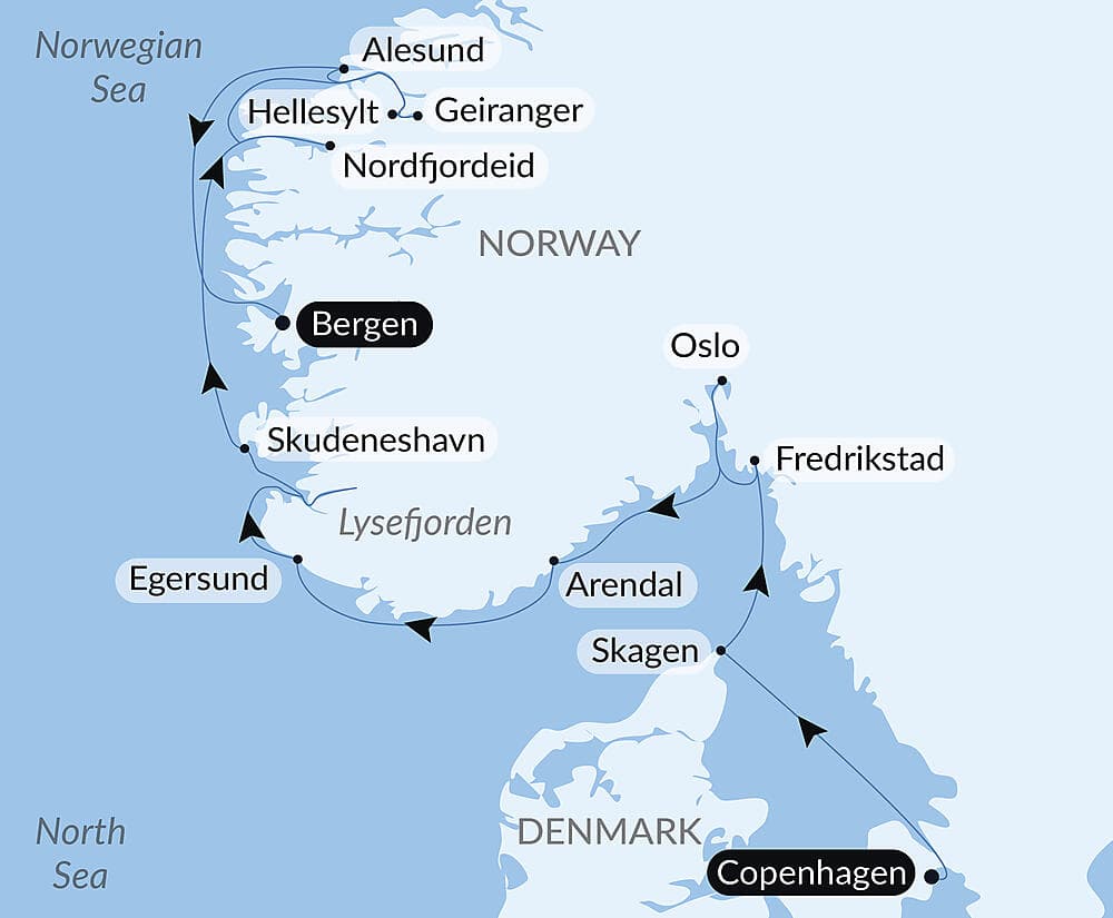 Scandinavian cities and Norwegian fjords null
